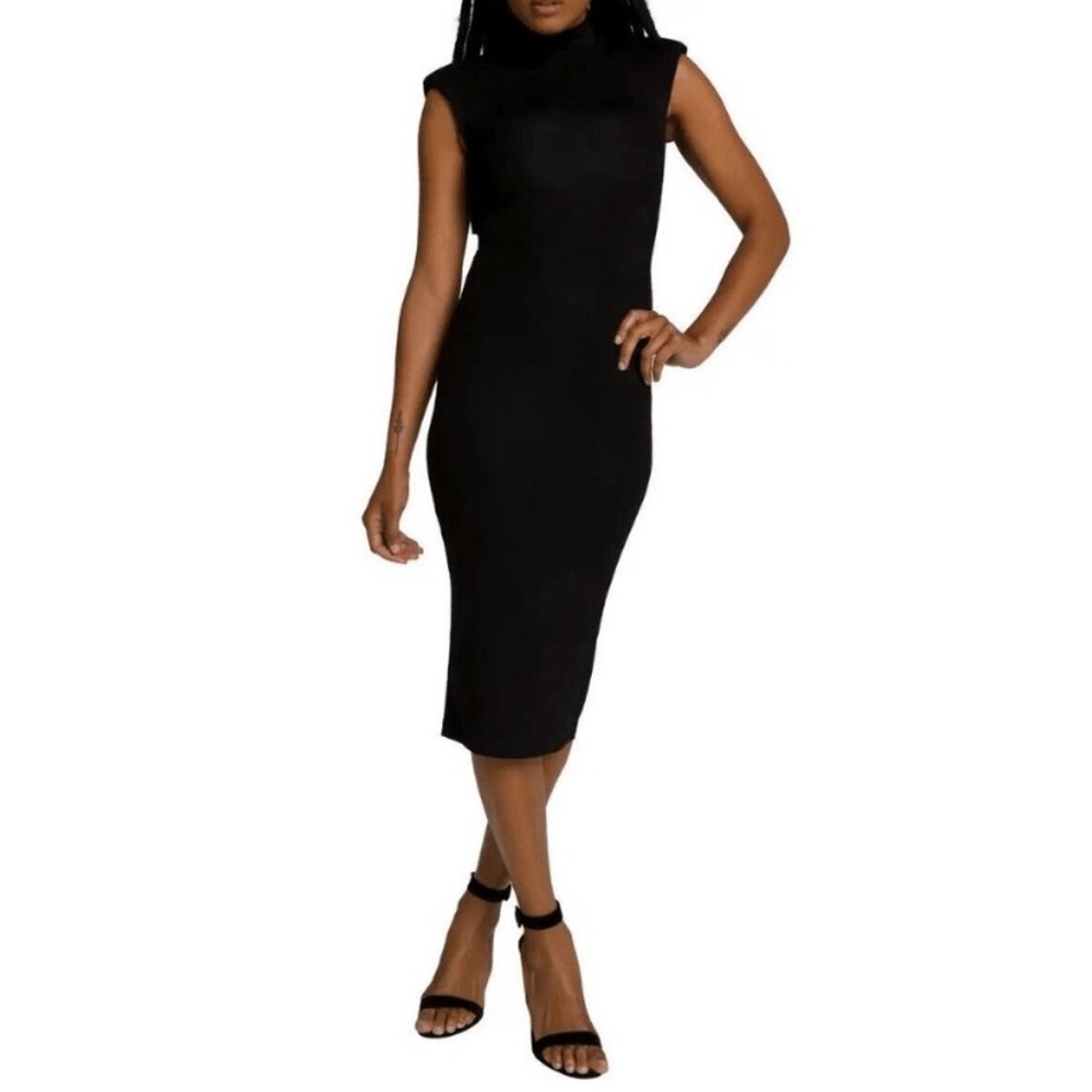 Good American Mock Neck Strong Neck MIDI Bodycon Dress S 2